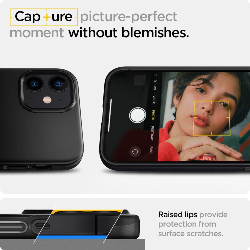 Противоударен Калъф за iPhone 12 Mini, Spigen Thin Fit Case, Черен (4)