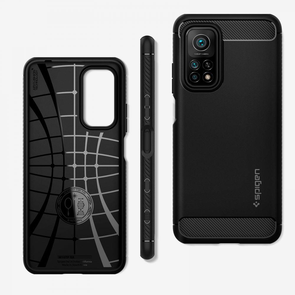 Противоударен Силиконов Калъф за Xiaomi Mi 10T/Pro, Spigen Rugged Armor Case, Черен (2)