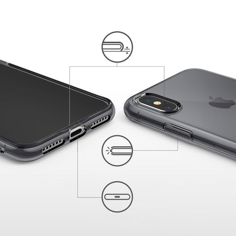 Противоударен Силиконов Калъф за iPhone XS/X, Полупрозрачен, Ringke Air Case, Черен (2)