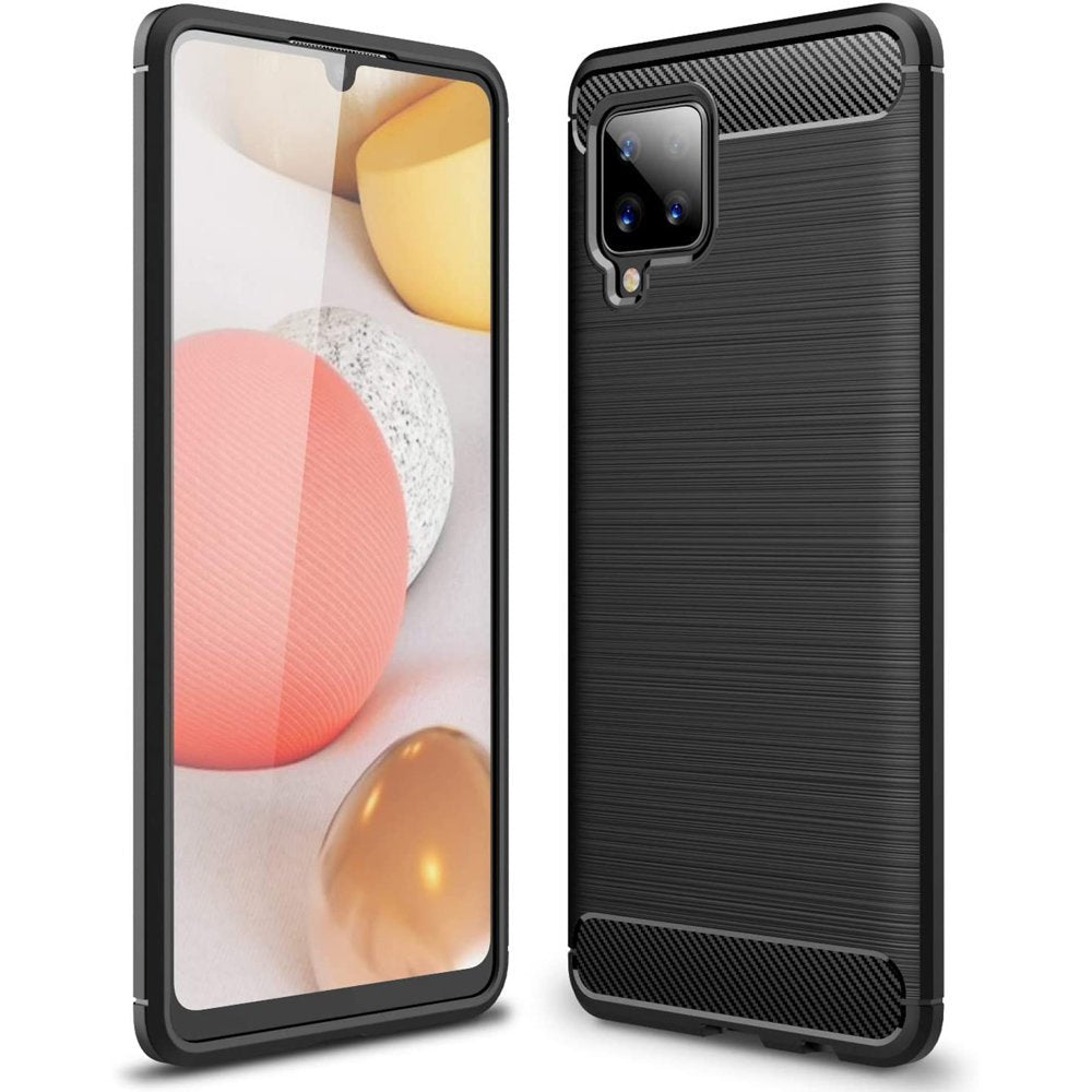 Противоударен Силиконов Калъф за Samsung A42, Forcell Carbon Case, Черен