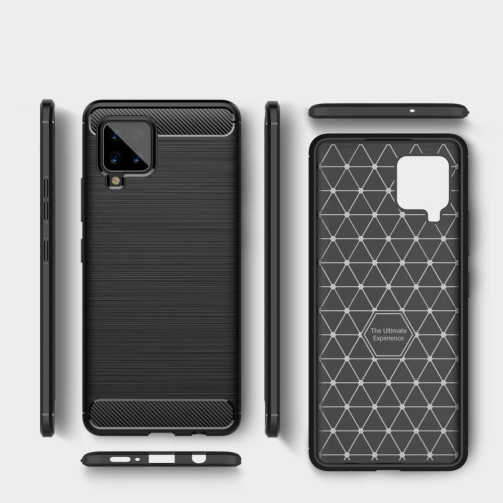 Противоударен Силиконов Калъф за Samsung A42, Forcell Carbon Case, Черен (4)
