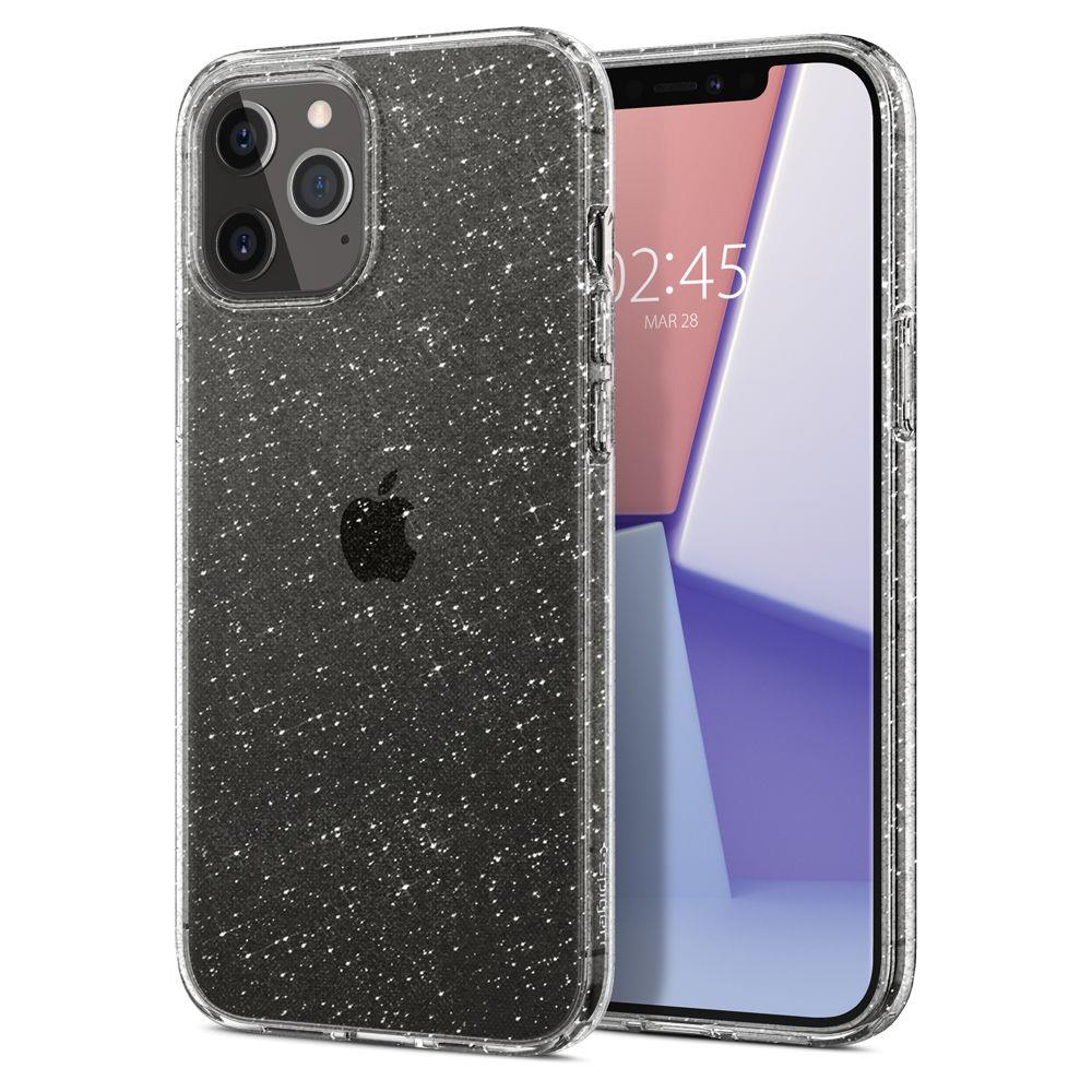 Противоударен Блестящ Калъф за iPhone 12 Pro Max, Spigen Liquid Crystal Glitter Quartz Case, Прозрачен