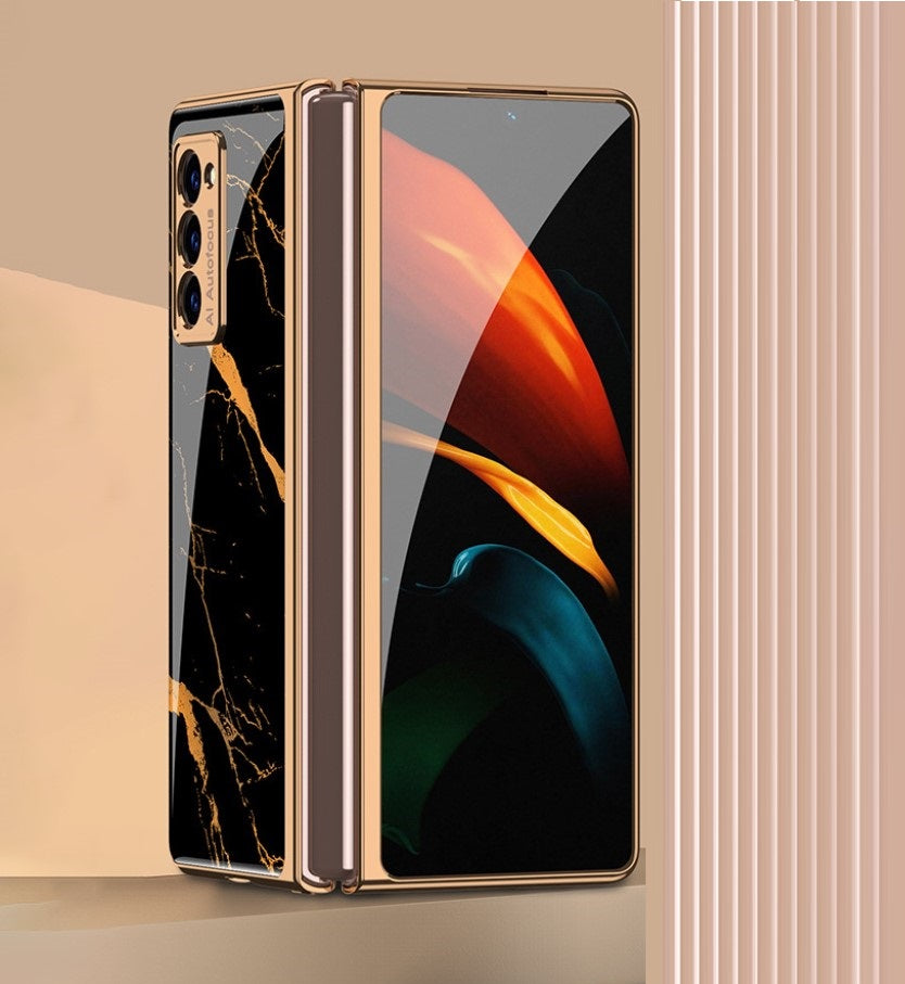 Луксозен Калъф за Samsung Galaxy Z Fold 2, GKK Painting Marble Case, Златист (2)