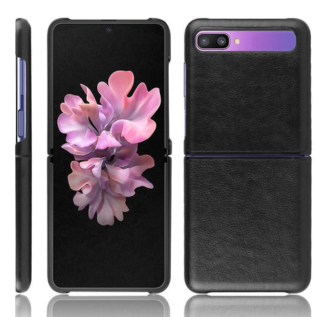 Кожен Калъф за Samsung Galaxy Z Flip, Skin Leather Case, Черен (2)