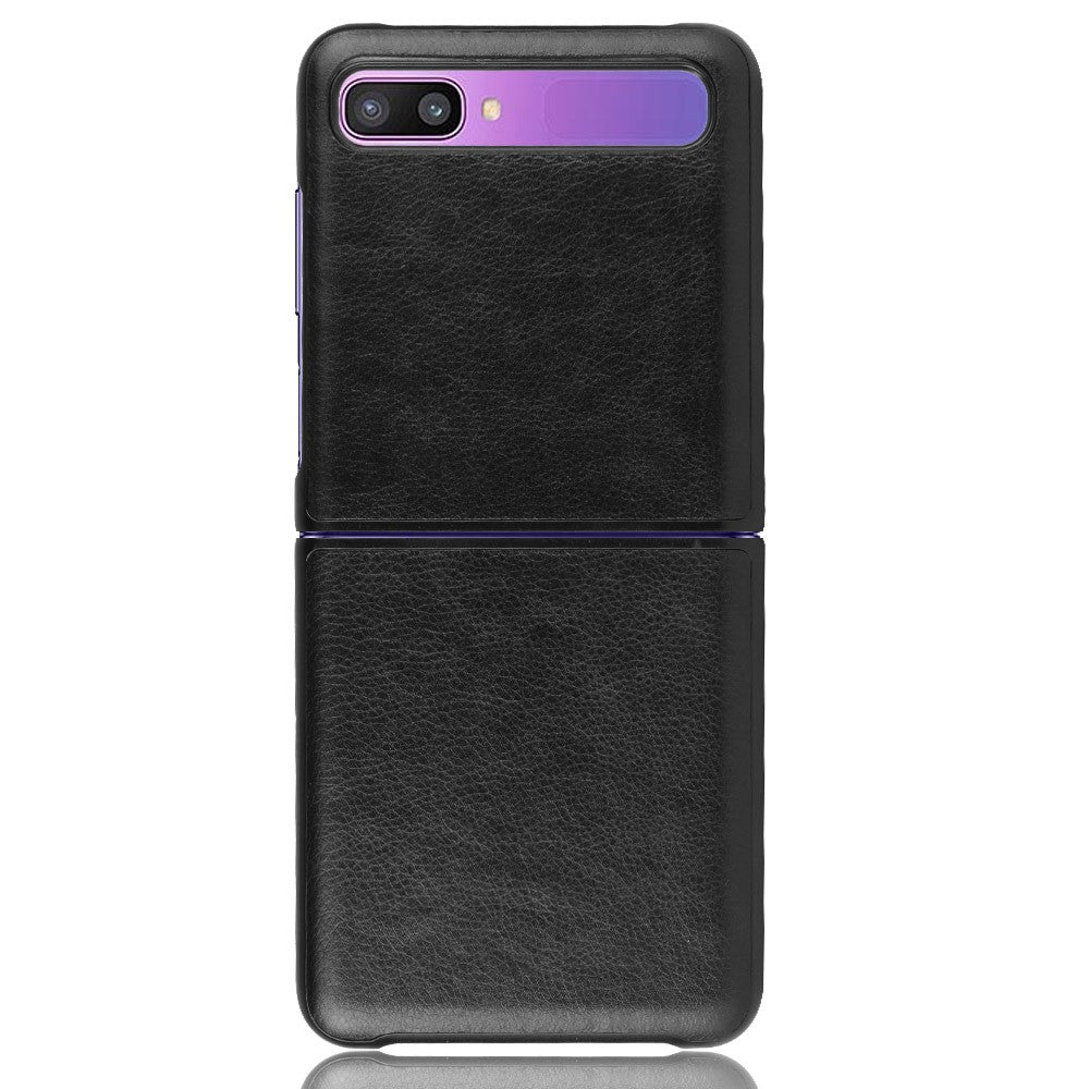 Кожен Калъф за Samsung Galaxy Z Flip, Skin Leather Case, Черен