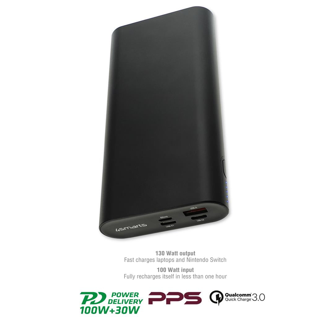 Външна Батерия, 4Smarts Power Bank Graphene PD/QC3.0 130w 20000mAh, Черен