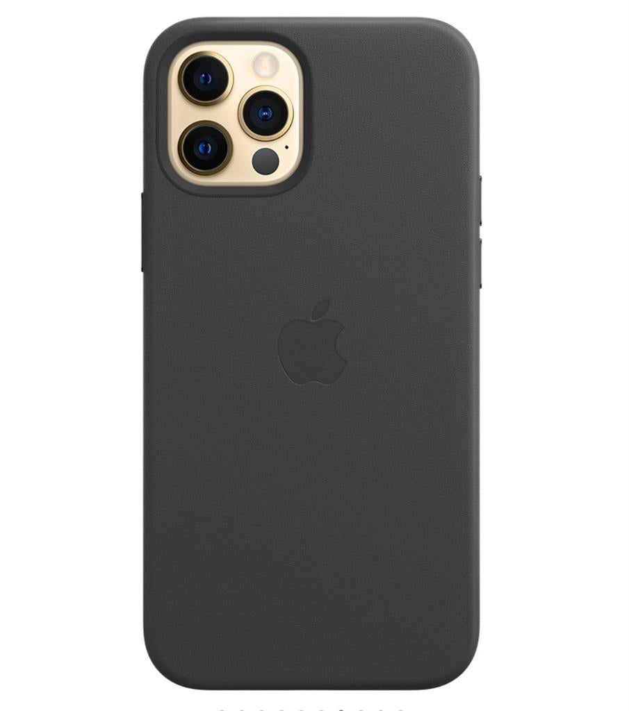 Оригинален Кожен Калъф за Apple iPhone 12/Pro, Leather Magsafe Case MHKG3ZM/A, Черен (4)