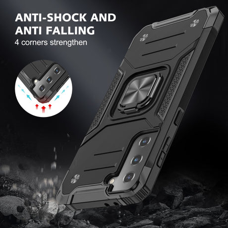 Калъф със Стойка-Пръстен за Samsung S21, Armor Style Case, Черен (5)