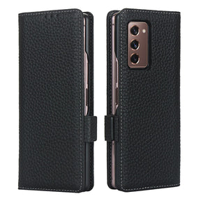 Кожен Калъф с Поставка за Samsung Z Fold 2, GKK Leather Case, Черен