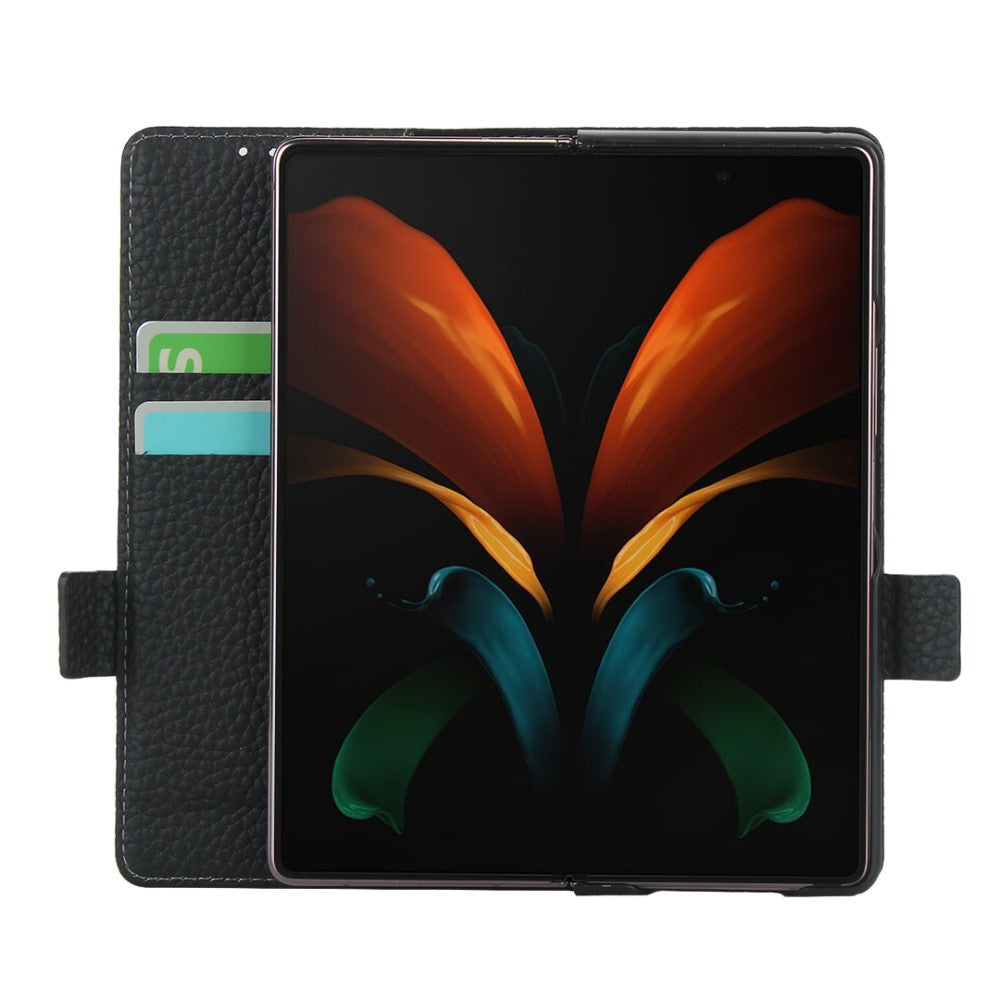 Кожен Калъф с Поставка за Samsung Z Fold 2, GKK Leather Case, Черен (4)