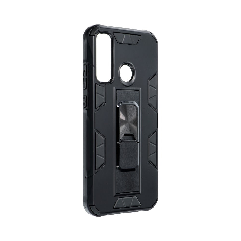 Противоударен Калъф със Стойка за Huawei P40 Lite E, Forcel Defender Case, Черен