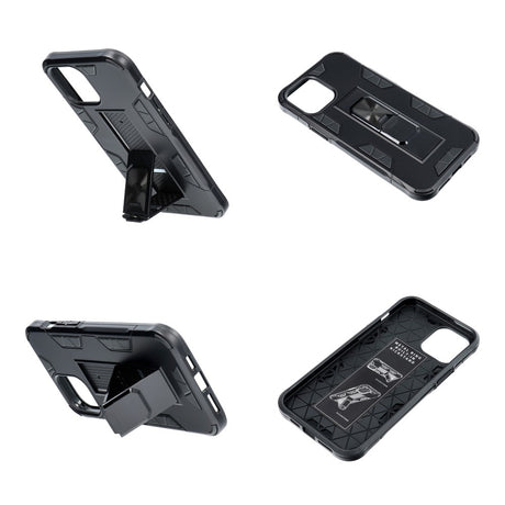 Противоударен Калъф със Стойка за Huawei P40 Lite E, Forcel Defender Case, Черен (5)