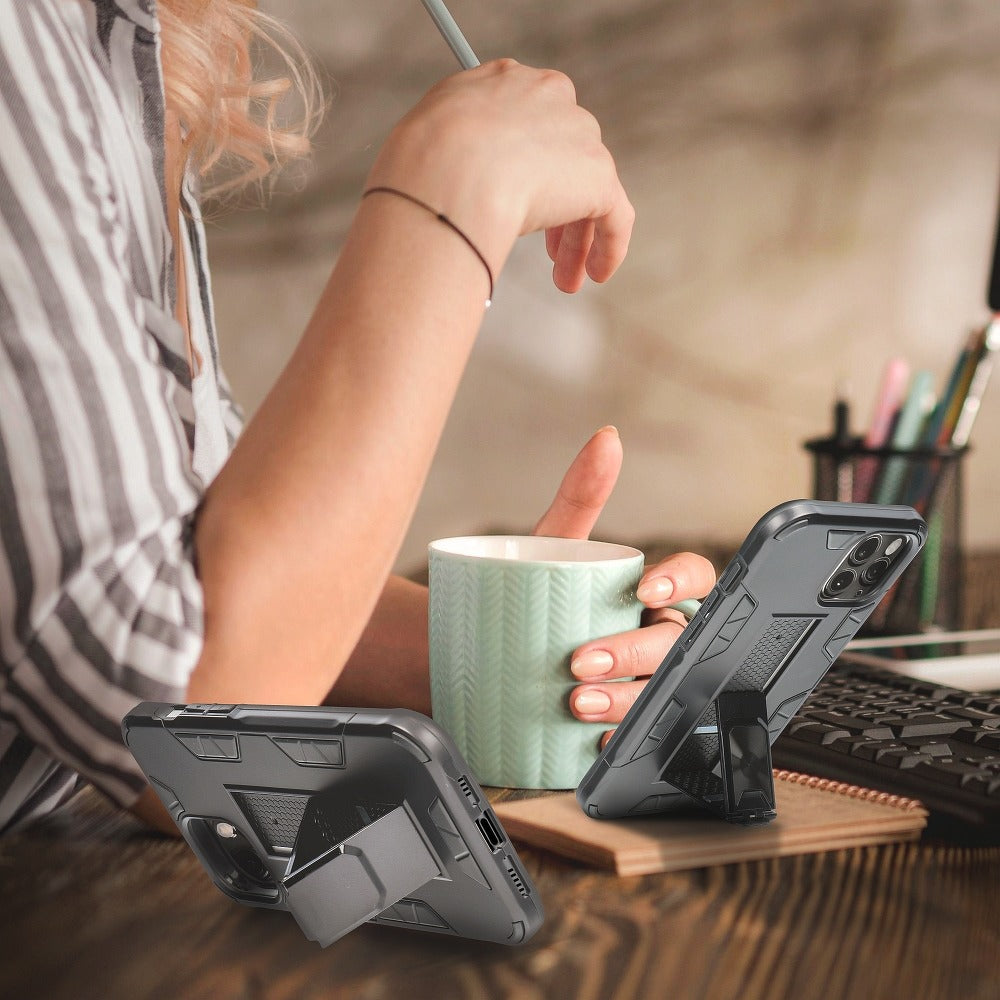 Противоударен Калъф със Стойка за Xiaomi Redmi 9A, Forcel Defender Case, Черен (2)