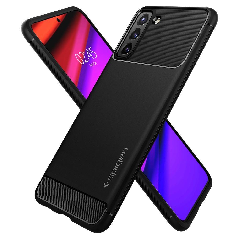 Противоударен Силиконов Калъф за Samsung S21, Spigen Rugged Armor Case, Черен (2)