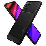 Противоударен Силиконов Калъф за Samsung S21 Plus, Spigen Rugged Armor Case, Черен (2)