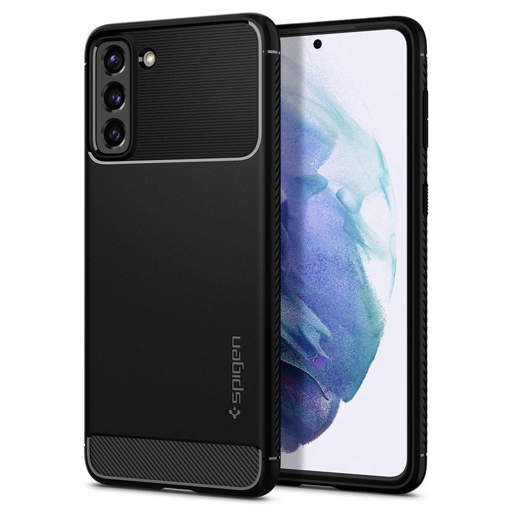 Противоударен Силиконов Калъф за Samsung S21 Plus, Spigen Rugged Armor Case, Черен