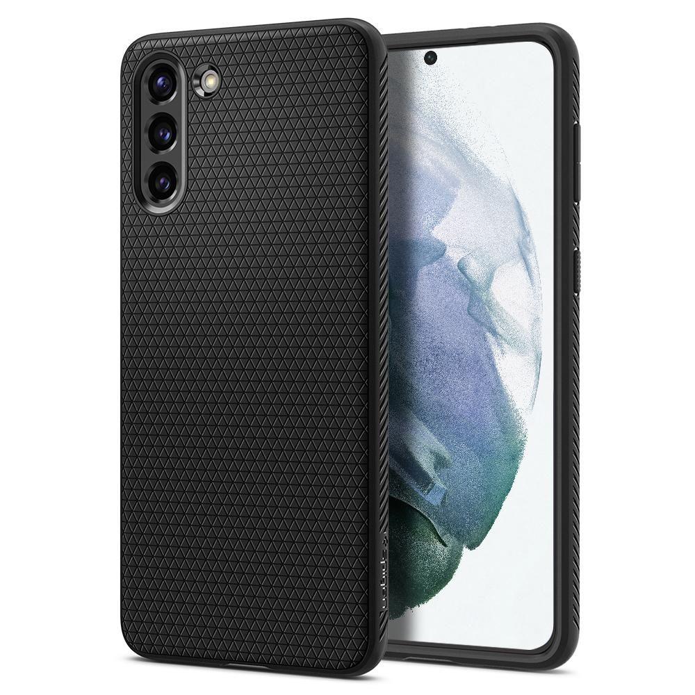 Противоударен Силиконов Калъф за Samsung S21 Plus, Spigen Liquid Air Case, Черен
