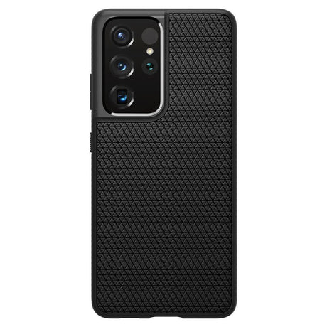 Противоударен Силиконов Калъф за Samsung S21 Ultra, Spigen Liquid Air Case, Черен (4)