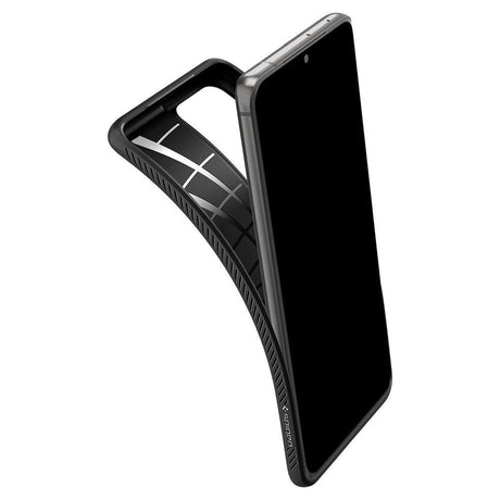 Противоударен Силиконов Калъф за Samsung S21 Ultra, Spigen Liquid Air Case, Черен (3)