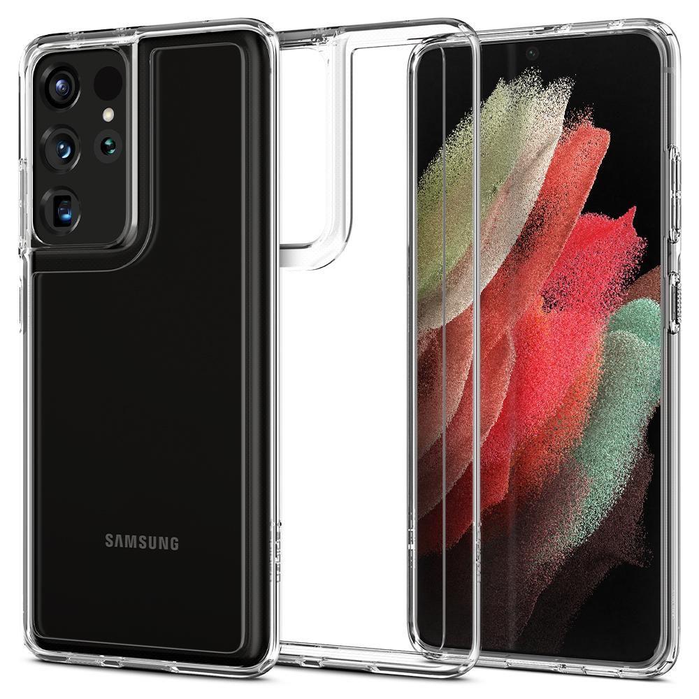 Противоударен Хибриден Калъф за Samsung S21 Ultra, Spigen Ultra Hybrid Case, Прозрачен