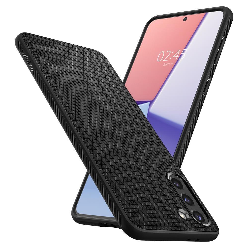 Противоударен Силиконов Калъф за Samsung S21, Spigen Liquid Air Case, Черен (2)