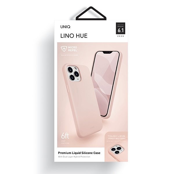 Силиконов Калъф за iPhone 12/Pro, Uniq Lino Hue Case, Розов (7)