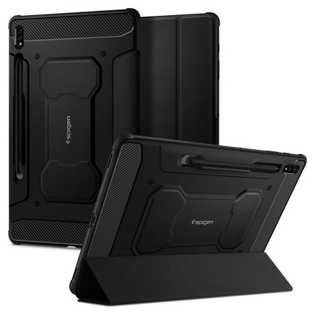 Противоударен Калъф за Samsung Tab S8 Plus/ S7 Plus/ S7 FE, Spigen Rugged Armor Pro Case, Черен