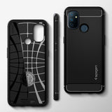 Противоударен Силиконов Калъф за Oneplus Nord N100, Spigen Rugged Armor Case, Черен (2)