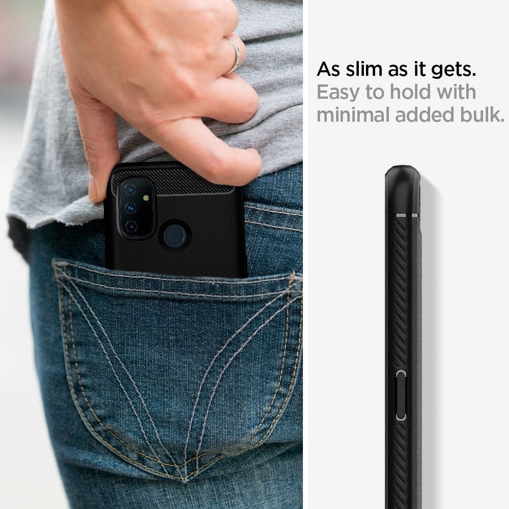 Противоударен Силиконов Калъф за Oneplus Nord N100, Spigen Rugged Armor Case, Черен (4)
