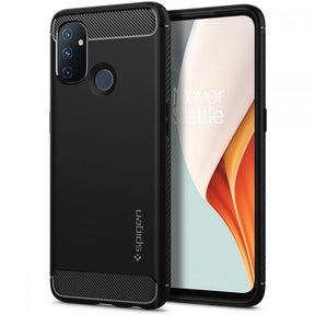 Противоударен Силиконов Калъф за Oneplus Nord N100, Spigen Rugged Armor Case, Черен