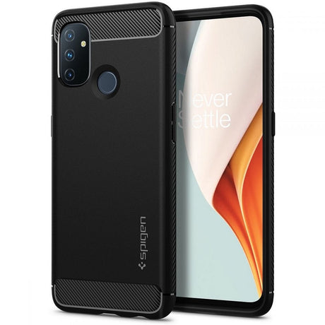 Противоударен Силиконов Калъф за Oneplus Nord N100, Spigen Rugged Armor Case, Черен