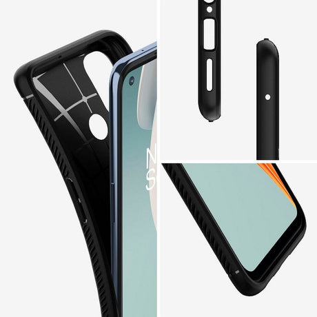 Противоударен Силиконов Калъф за Oneplus Nord N100, Spigen Rugged Armor Case, Черен (3)