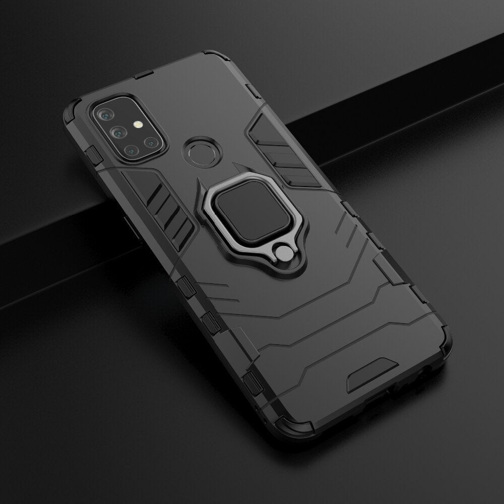 Калъф със Стойка-Пръстен за Oneplus Nord N100, Kickstand Armor Case, Черен (7)