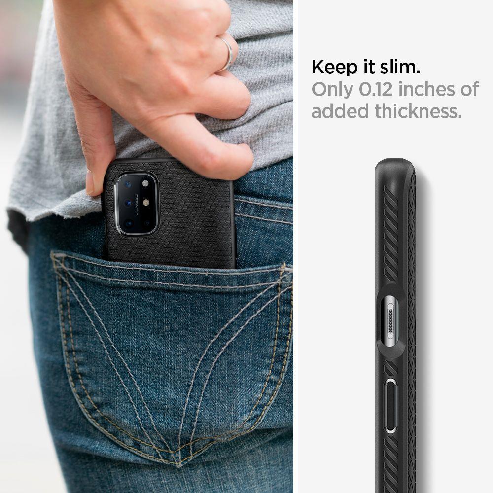 Противоударен Силиконов Калъф за за Oneplus 8T, Spigen Liquid Air Case, Черен (3)