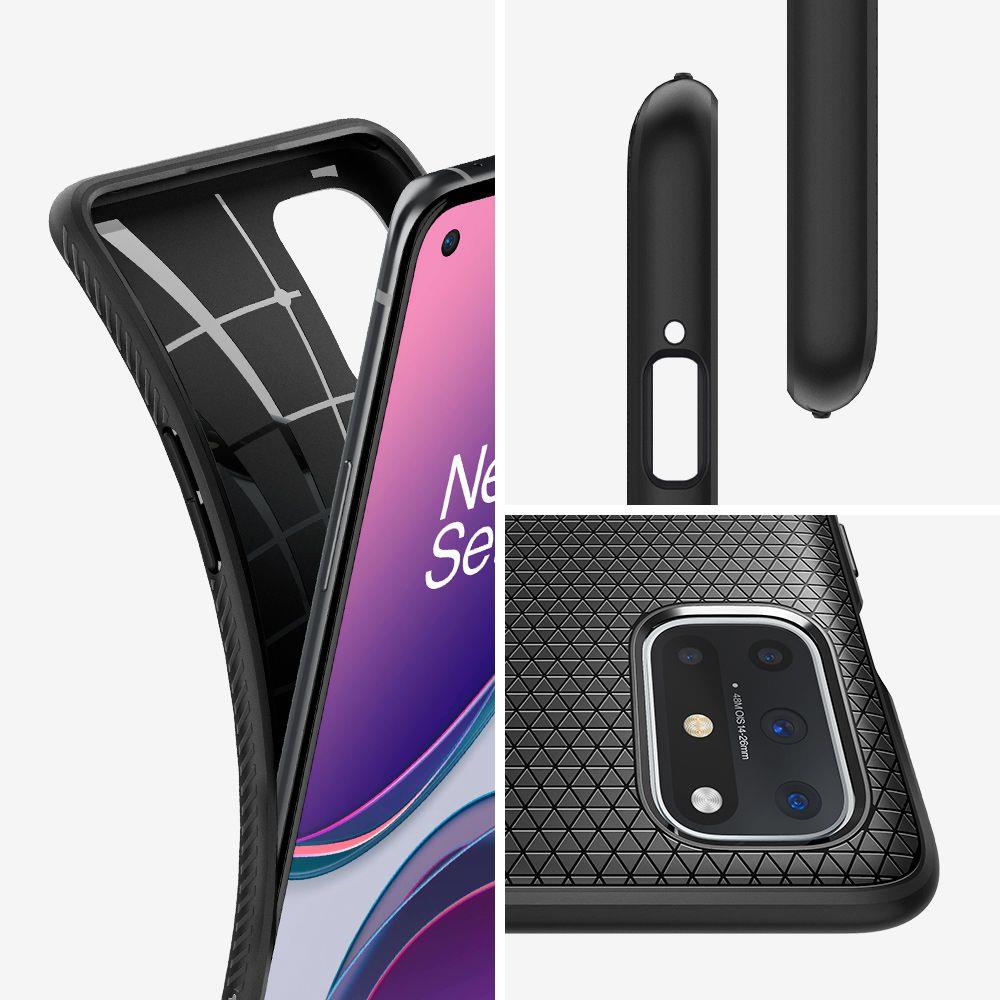 Противоударен Силиконов Калъф за за Oneplus 8T, Spigen Liquid Air Case, Черен (4)