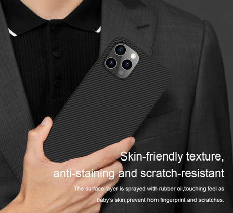 Карбонов Калъф за iPhone 12/Pro, Nillkin Synthetic Fiber Case, Черен (3)