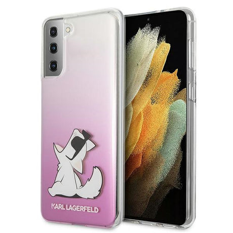 Луксозен Калъф за Samsung S21 Ultra, Karl Lagerfeld Choupette Fun Case, Розов (2)