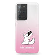 Луксозен Калъф за Samsung S21 Ultra, Karl Lagerfeld Choupette Fun Case, Розов