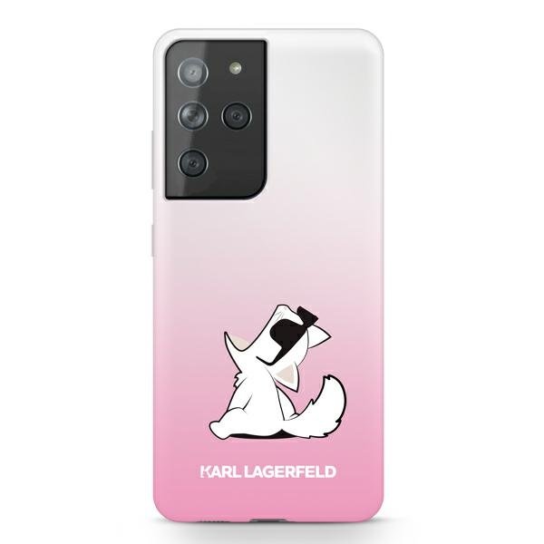 Луксозен Калъф за Samsung S21 Ultra, Karl Lagerfeld Choupette Fun Case, Розов