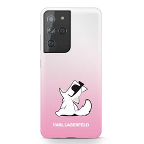Луксозен Калъф за Samsung S21 Ultra, Karl Lagerfeld Choupette Fun Case, Розов