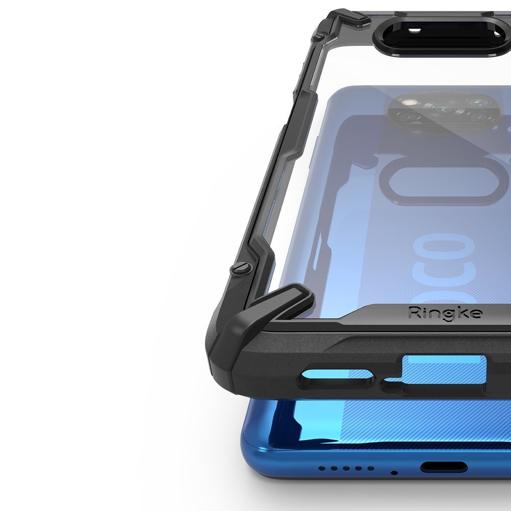 Противоударен Хибриден Калъф за Xiaomi Poco X3, Ringke Fusion X Case, Черен (2)