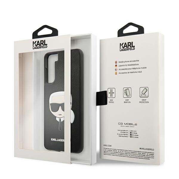 Луксозен Калъф за Samsung S21, Karl Lagerfeld Saffiano Ikonik TPU Case, Черен (6)
