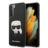 Луксозен Калъф за Samsung S21 Plus, Karl Lagerfeld Saffiano Ikonik TPU Case, Черен