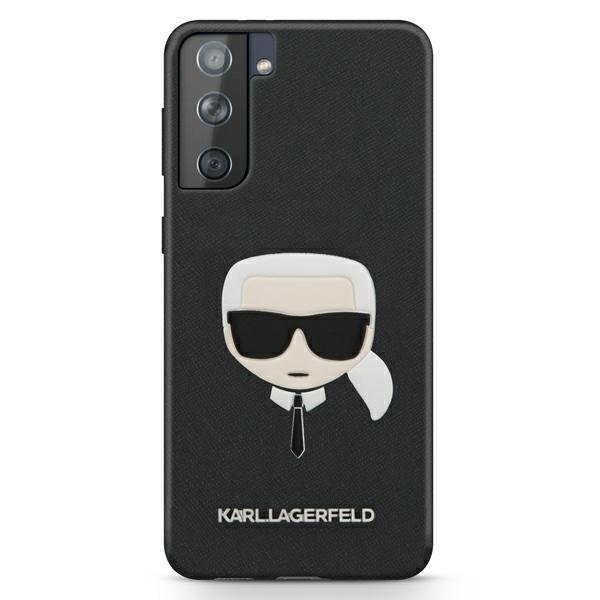 Луксозен Калъф за Samsung S21 Plus, Karl Lagerfeld Saffiano Ikonik TPU Case, Черен (2)