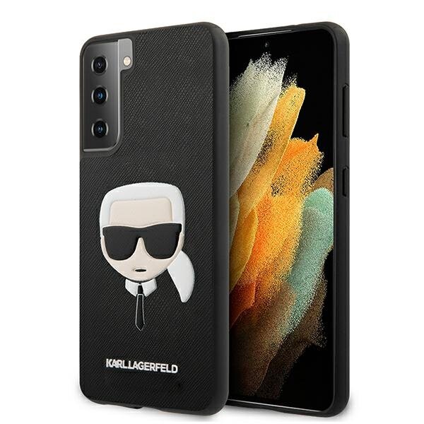 Луксозен Калъф за Samsung S21, Karl Lagerfeld Saffiano Ikonik TPU Case, Черен