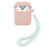 Луксозен Калъф за Apple Airpods 2, Guess Silicone Case, Розов
