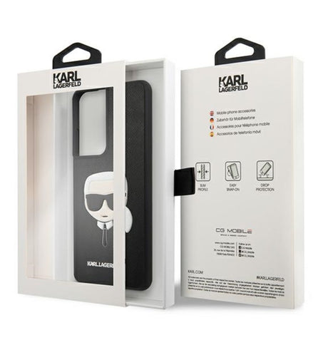 Луксозен Калъф за Samsung S21 Ultra, Karl Lagerfeld Saffiano Ikonik TPU Case, Черен (5)