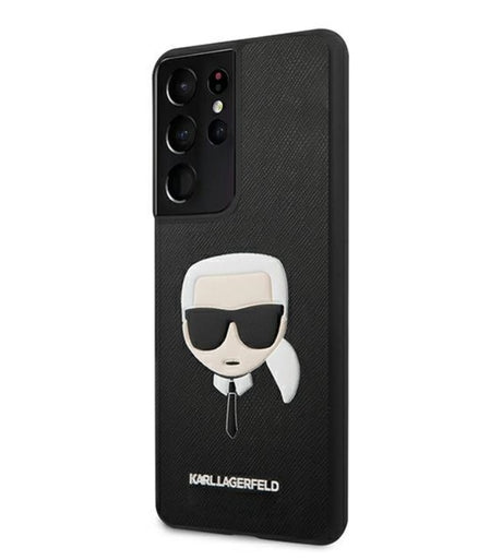 Луксозен Калъф за Samsung S21 Ultra, Karl Lagerfeld Saffiano Ikonik TPU Case, Черен (3)