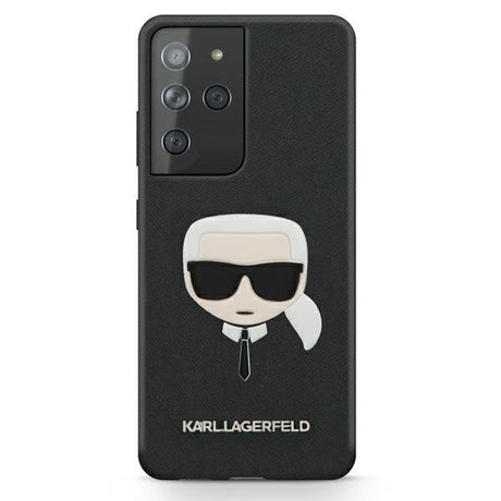 Луксозен Калъф за Samsung S21 Ultra, Karl Lagerfeld Saffiano Ikonik TPU Case, Черен (2)