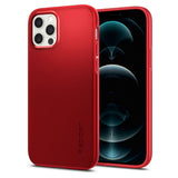 Противоударен Калъф за iPhone 12/Pro, Spigen Thin Fit Case, Червен (2)